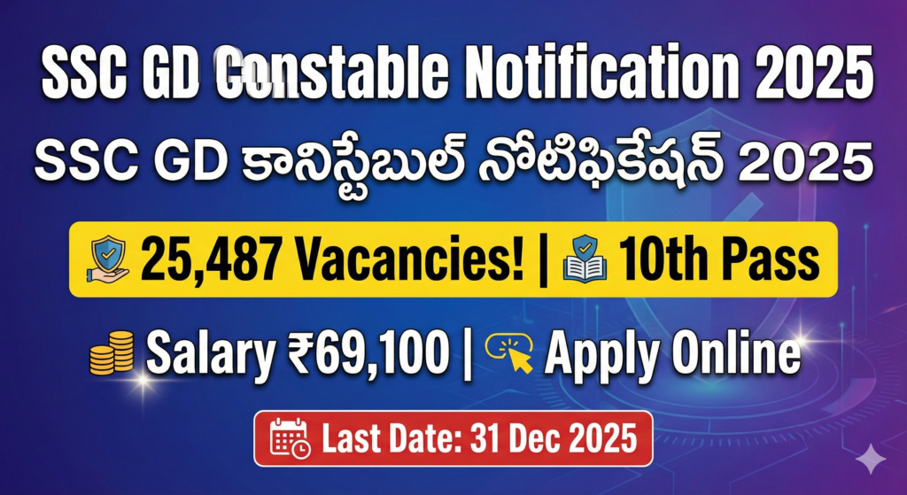 SSC GD Constable Recruitment 2025 25487 Vacancy Apply Online